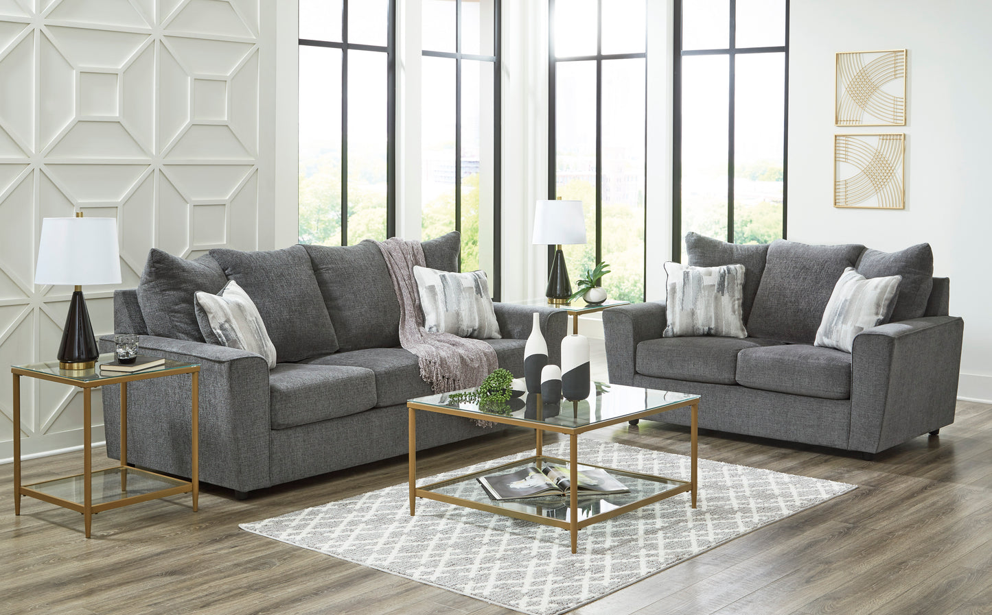 Stairatt living room set gravel color