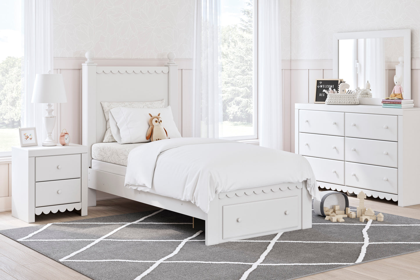 Mollviney bedroom furniture set with storage