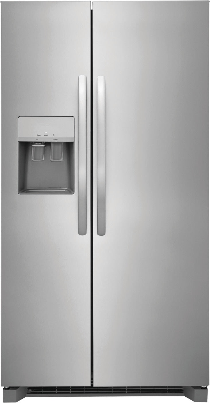 CROSLEY 25.6 Cubic Foot Side -By-Side Refrigerator with LED Lighting
Crushed/Cubed Ice Dispenser
Door Alarm
Adjustable Glass Shelving
Color: Stainless Steel