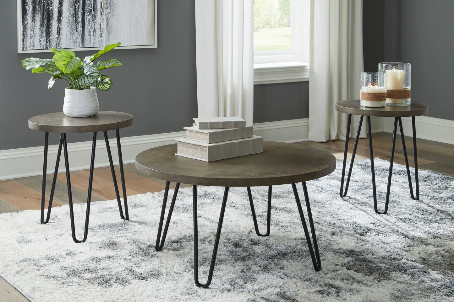 Hadasky coffee table and two end tables set
