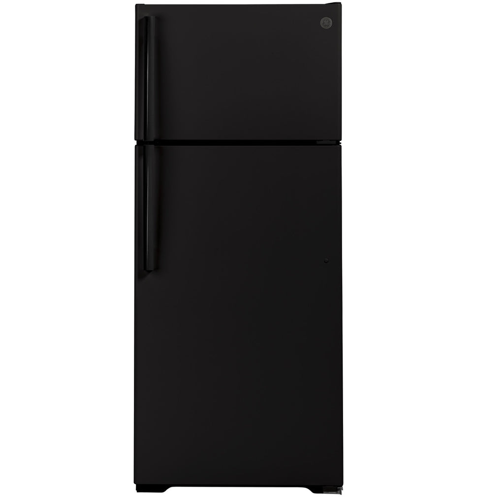 GE 17.5 Cubic Foot Top Mount Refrigerator Black and White